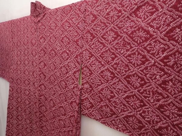 Photo2: 6421T03z450 Vintage Japanese Kimono Silk SHIBORI HAORI  Dark grape (2)