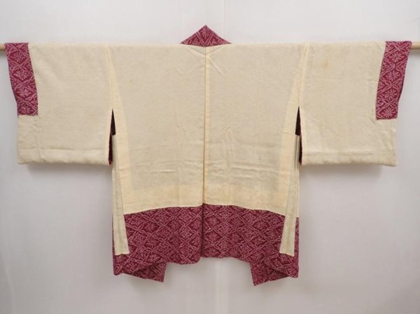Photo6: 6421T03z450 Vintage Japanese Kimono Silk SHIBORI HAORI  Dark grape (6)