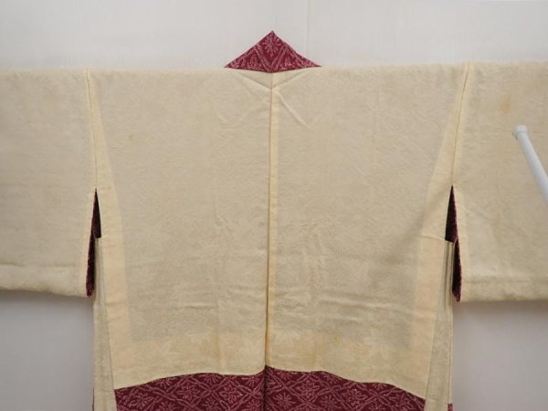 Photo8: 6421T03z450 Vintage Japanese Kimono Silk SHIBORI HAORI  Dark grape (8)