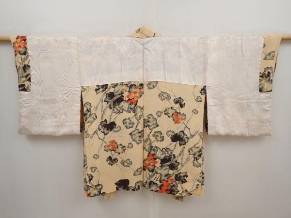 Photo6: 6421T04z450 Vintage Japanese Kimono Silk HAORI Grape Cream (6)
