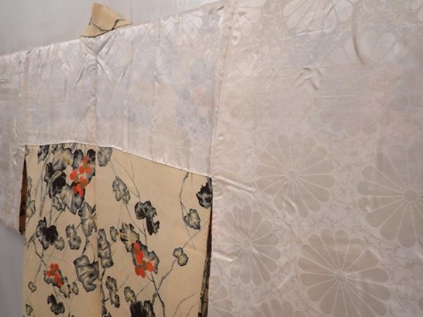 Photo7: 6421T04z450 Vintage Japanese Kimono Silk HAORI Grape Cream (7)