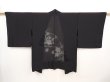 Photo1: 6423T01z290 Vintage Japanese Kimono Silk See through HAORI Leaf Black (1)