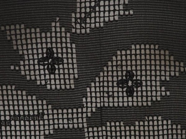 Photo4: 6423T01z290 Vintage Japanese Kimono Silk See through HAORI Leaf Black (4)
