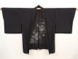 Photo5: 6423T01z290 Vintage Japanese Kimono Silk See through HAORI Leaf Black (5)