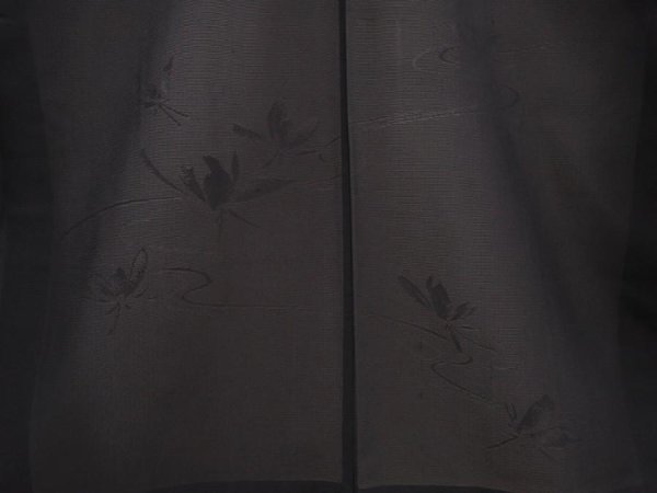 Photo3: 6423T02z260 Vintage Japanese Kimono Silk See through HAORI Flower Black (3)