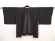 Photo5: 6423T02z260 Vintage Japanese Kimono Silk See through HAORI Flower Black (5)