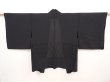 Photo1: 6423T04z360 Vintage Japanese Kimono Silk See through HAORI  Black (1)