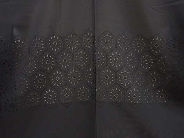 Photo3: 6423T04z360 Vintage Japanese Kimono Silk See through HAORI  Black (3)