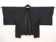 Photo5: 6423T04z360 Vintage Japanese Kimono Silk See through HAORI  Black (5)