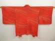 Photo1: 6423T05z620 Vintage Japanese Kimono Silk HAORI  Tomato red (1)