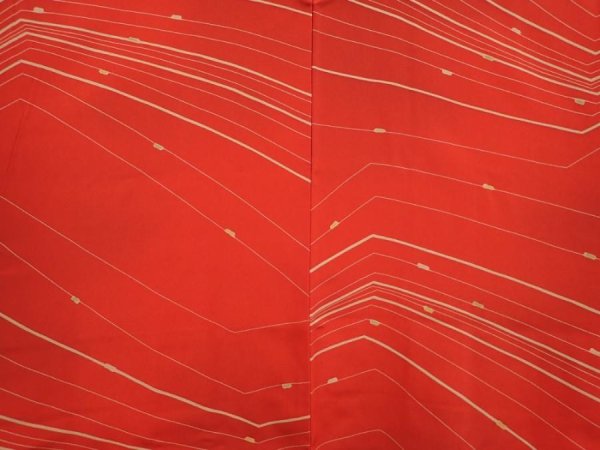 Photo3: 6423T05z620 Vintage Japanese Kimono Silk HAORI  Tomato red (3)