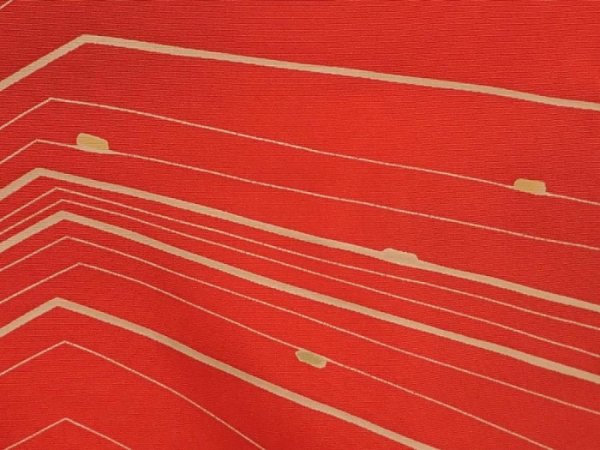 Photo4: 6423T05z620 Vintage Japanese Kimono Silk HAORI  Tomato red (4)
