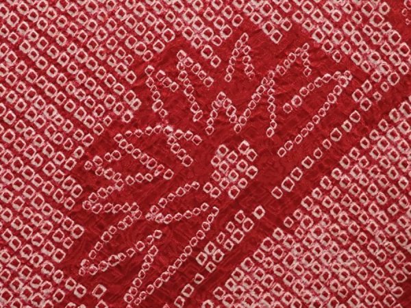 Photo4: 6423T06z490 Vintage Japanese Kimono Silk SHIBORI HAORI Flower Dull red (4)