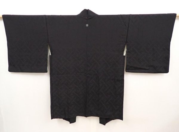 Photo1: 6423T07z590 Vintage Japanese Kimono Silk HAORI Sayagata Black (1)