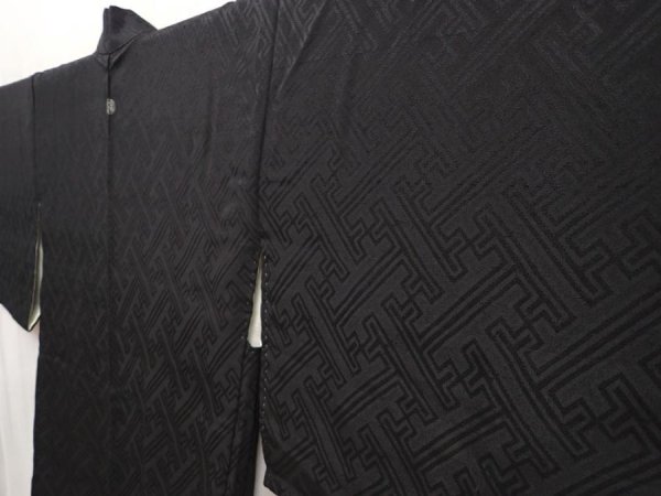 Photo2: 6423T07z590 Vintage Japanese Kimono Silk HAORI Sayagata Black (2)