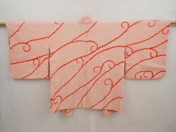 Photo1: 6423T08z520 Vintage Japanese Kimono Silk SHIBORI HAORI  Pink (1)