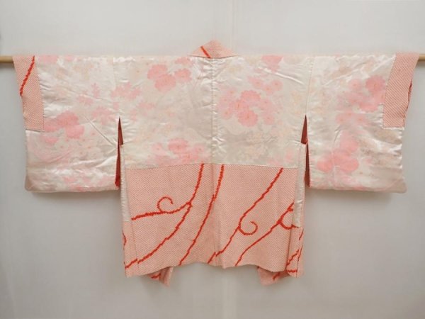 Photo6: 6423T08z520 Vintage Japanese Kimono Silk SHIBORI HAORI  Pink (6)