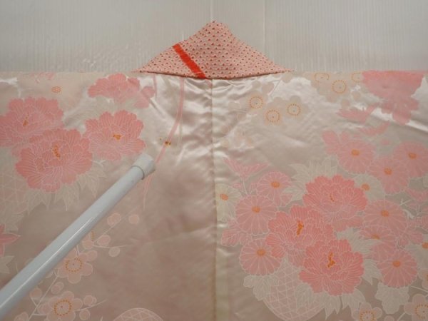 Photo8: 6423T08z520 Vintage Japanese Kimono Silk SHIBORI HAORI  Pink (8)
