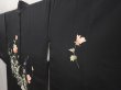 Photo2: 6423T09z650 Vintage Japanese Kimono Silk HAORI Flowers Black (2)