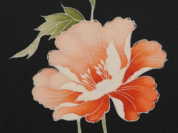 Photo4: 6423T09z650 Vintage Japanese Kimono Silk HAORI Flowers Black (4)