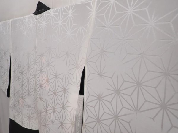 Photo7: 6423T09z650 Vintage Japanese Kimono Silk HAORI Flowers Black (7)