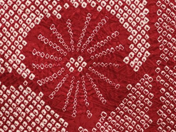 Photo4: 6423T10z520 Vintage Japanese Kimono Silk SHIBORI HAORI Flower Wine red (4)