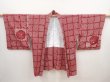 Photo5: 6423T10z520 Vintage Japanese Kimono Silk SHIBORI HAORI Flower Wine red (5)