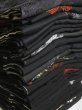 Photo1: GHGB1z14  Japanese Kimono Silk BLACK HAORI 25pcs FREE SHIPPING (1)