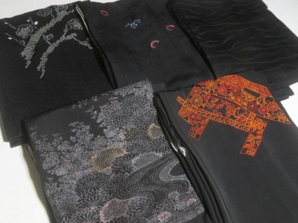 Photo2: GHGB1z14  Japanese Kimono Silk BLACK HAORI 25pcs FREE SHIPPING (2)