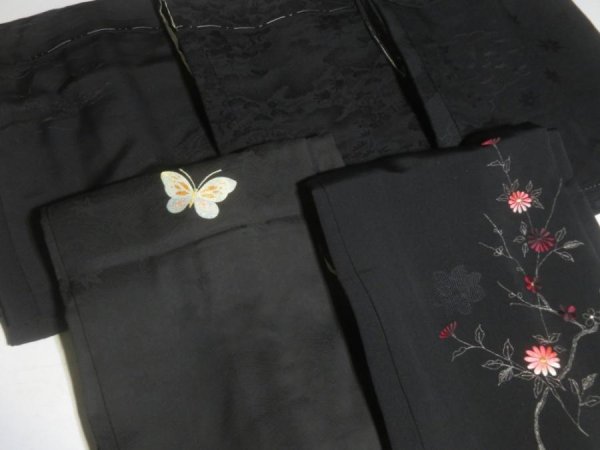 Photo7: GHGB1z14  Japanese Kimono Silk BLACK HAORI 25pcs FREE SHIPPING (7)