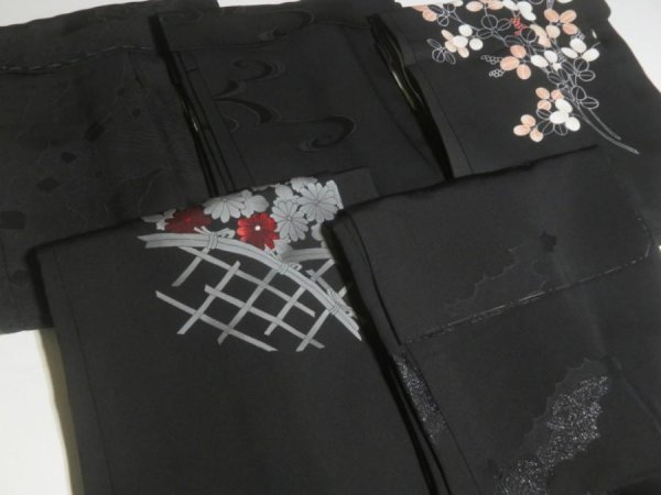 Photo8: GHGB1z14  Japanese Kimono Silk BLACK HAORI 25pcs FREE SHIPPING (8)