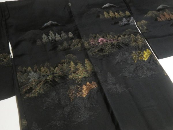 Photo4: GHGB2z14  Japanese Kimono Silk BLACK HAORI 25pcs FREE SHIPPING (4)