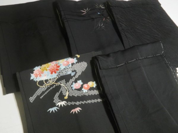 Photo6: GHGB2z14  Japanese Kimono Silk BLACK HAORI 25pcs FREE SHIPPING (6)