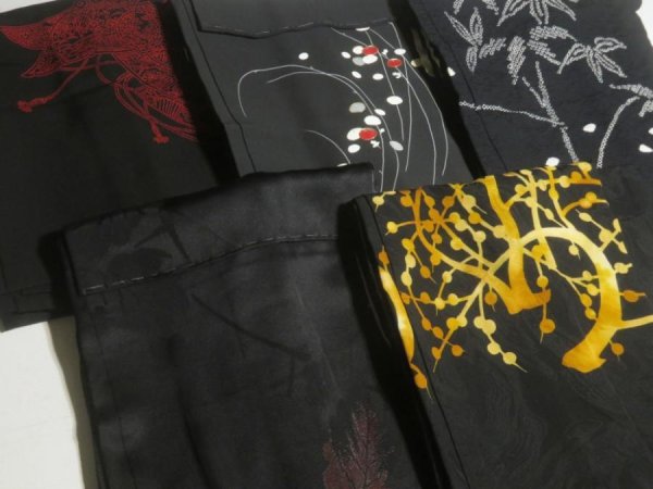 Photo7: GHGB2z14  Japanese Kimono Silk BLACK HAORI 25pcs FREE SHIPPING (7)