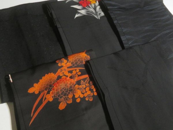 Photo8: GHGB2z14  Japanese Kimono Silk BLACK HAORI 25pcs FREE SHIPPING (8)