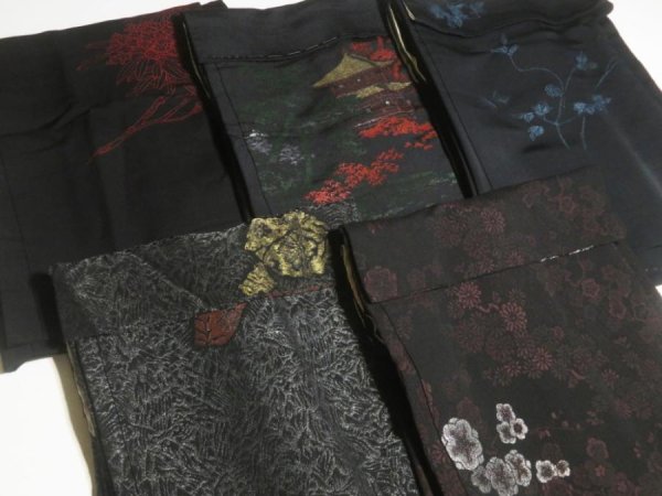 Photo2: GHGB3z14  Japanese Kimono Silk BLACK HAORI 25pcs FREE SHIPPING (2)