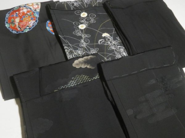 Photo7: GHGB3z14  Japanese Kimono Silk BLACK HAORI 25pcs FREE SHIPPING (7)