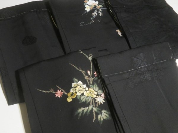 Photo8: GHGB3z14  Japanese Kimono Silk BLACK HAORI 25pcs FREE SHIPPING (8)