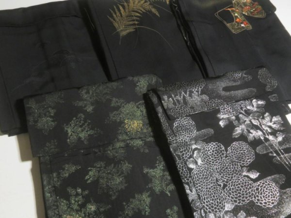 Photo2: GHGB4z14  Japanese Kimono Silk BLACK HAORI 25pcs FREE SHIPPING (2)