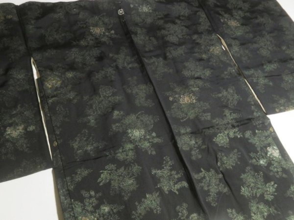 Photo4: GHGB4z14  Japanese Kimono Silk BLACK HAORI 25pcs FREE SHIPPING (4)