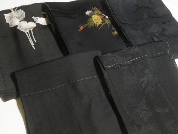 Photo5: GHGB4z14  Japanese Kimono Silk BLACK HAORI 25pcs FREE SHIPPING (5)