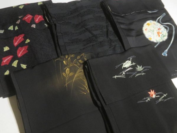 Photo7: GHGB4z14  Japanese Kimono Silk BLACK HAORI 25pcs FREE SHIPPING (7)