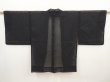 Photo1: 6430T01z180 Vintage Japanese Kimono Silk See through HAORI  Black (1)