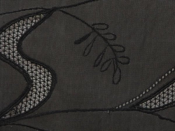 Photo4: 6430T01z180 Vintage Japanese Kimono Silk See through HAORI  Black (4)