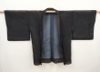Photo5: 6430T01z180 Vintage Japanese Kimono Silk See through HAORI  Black (5)