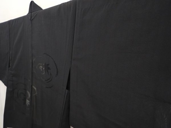 Photo2: 6430T02z260 Vintage Japanese Kimono Silk See through HAORI Maple Black (2)