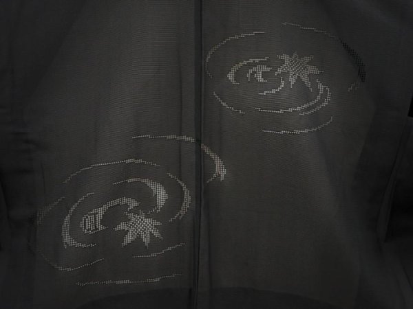 Photo3: 6430T02z260 Vintage Japanese Kimono Silk See through HAORI Maple Black (3)