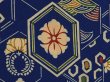 Photo5: 6430T03z460 Vintage Japanese Kimono Silk HAORI Flowers Dark blue (5)