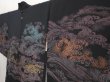 Photo2: 6430T04z580 Vintage Japanese Kimono Silk HAORI Wave Black (2)