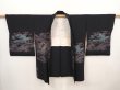 Photo6: 6430T04z580 Vintage Japanese Kimono Silk HAORI Wave Black (6)